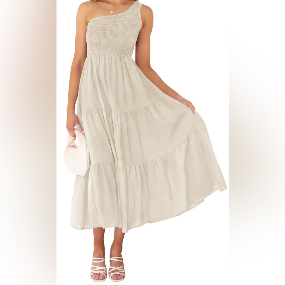 NWT lightweight dress, one strap, beige.